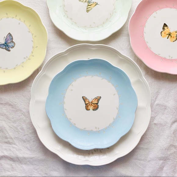 NWT Lenox Butterfly Meadow Colors YELLOW Set of 4 Cup and Saucer Sets PERFECT